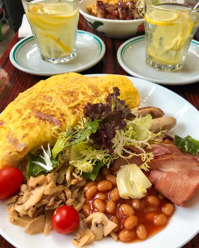 Cheese-ham  omelette  pancake  all-day  breakfast