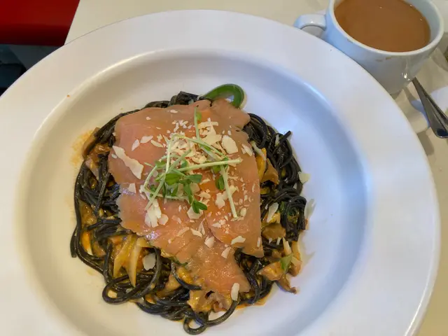 煙三文魚蕃茄墨魚麵