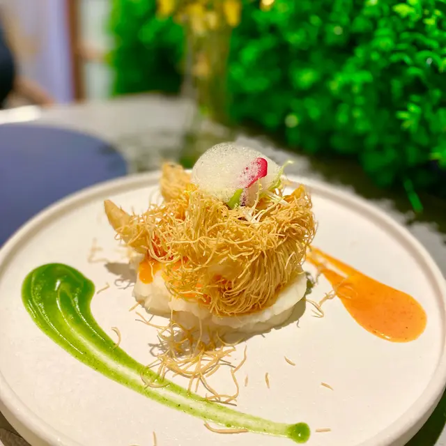 千絲虎蝦配日式芥茉泡