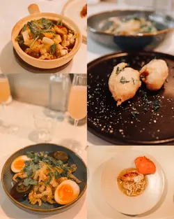 煙燻雙蛋涼拌海滋味, 雞皮蝦餃, 大蝦蟹黃麵, 啫啫豬腸雞煲