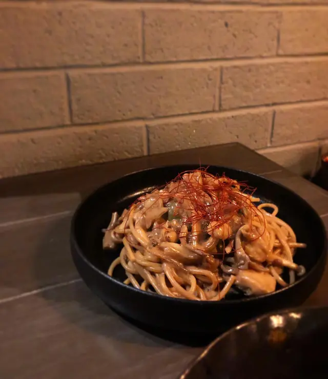 Maitake & Okra spaghetti