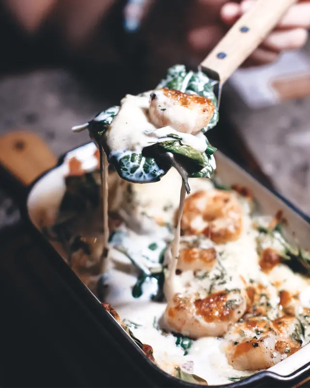 海鮮芝士忌廉菠菜苗