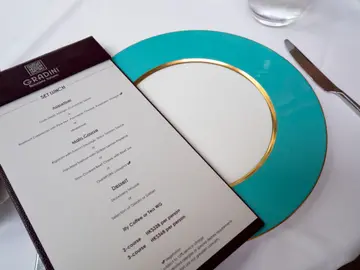 Tiffany blue plate and menu