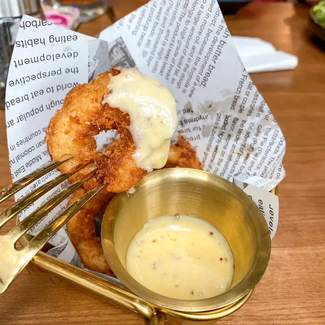 炸魷魚圈 配自家蜜糖芥末醬