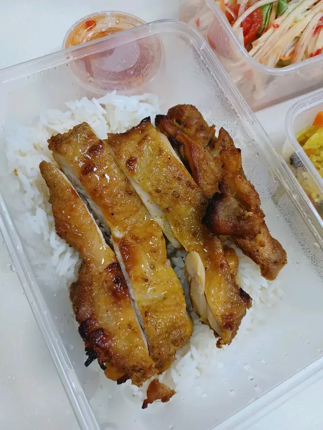 烤雞青木瓜配白飯