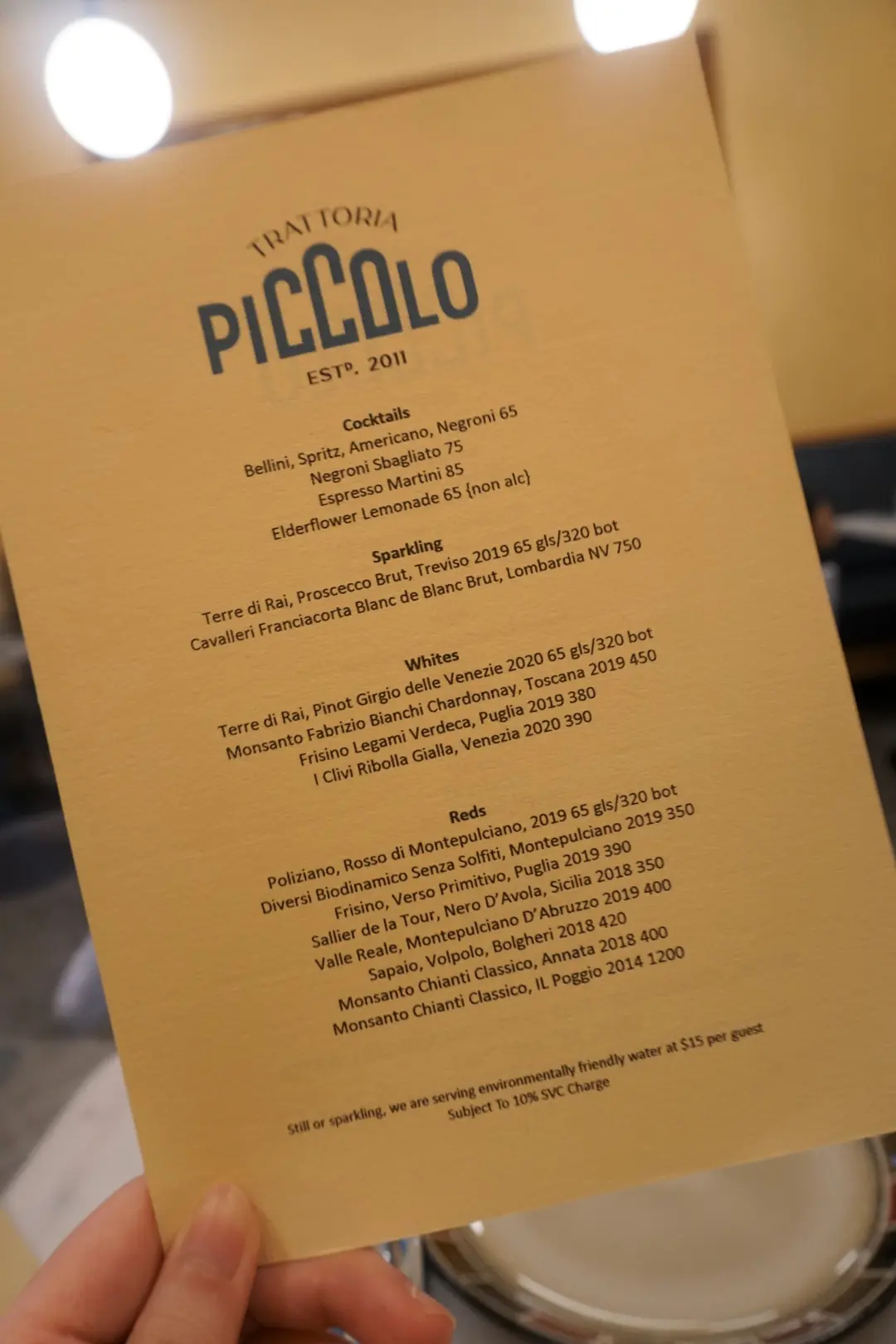 Trattoria Piccolo's Menu Italian Pizza in Western District Kennedy