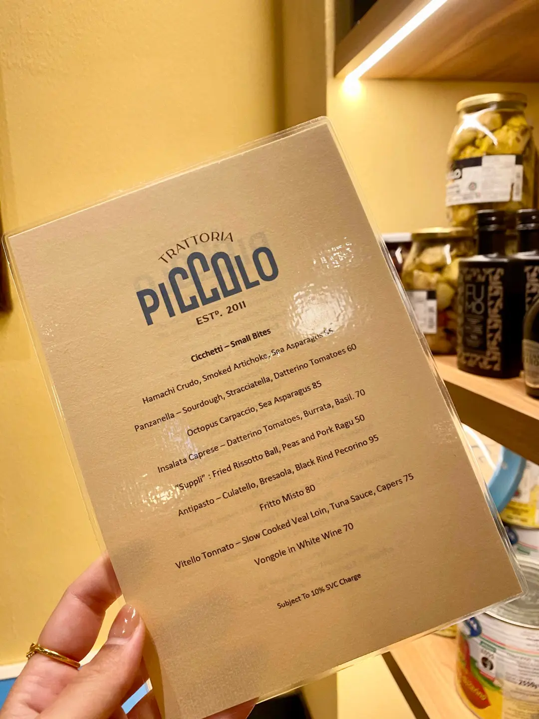 Trattoria Piccolo's Menu Italian Pizza in Western District Kennedy