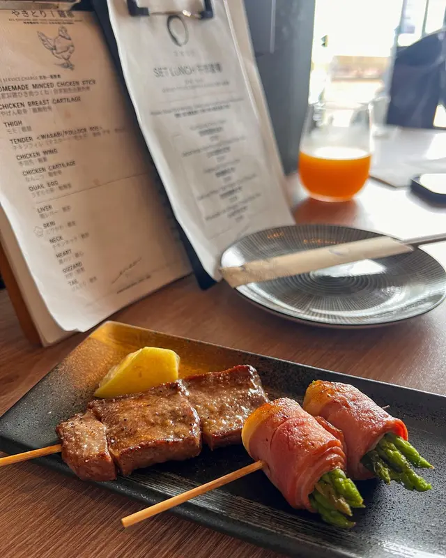 牛舌，煙肉蘆筍