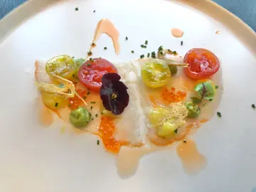 Red Prawn Carpaccio with Prawn Oil