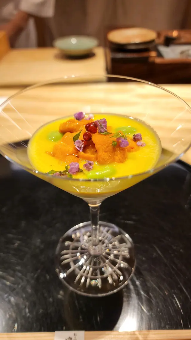 玉米 支豆 海膽 胡麻豆腐 紫蘇花