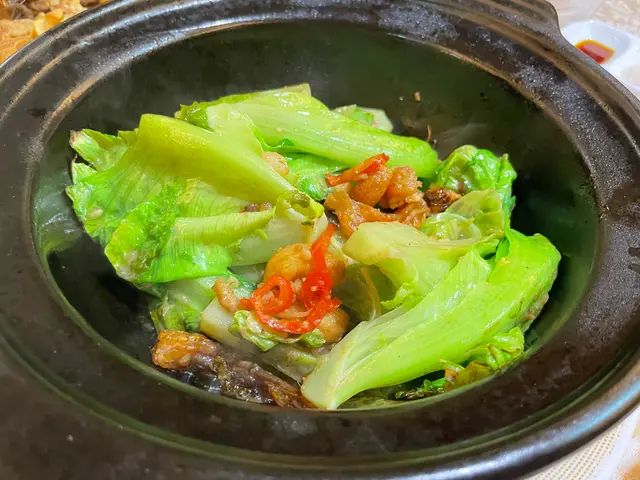 生啫花竹蝦干唐生菜