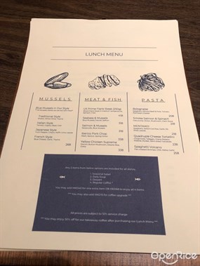 Lunch&#160; Menu - 尖沙咀的THE MUSSELS