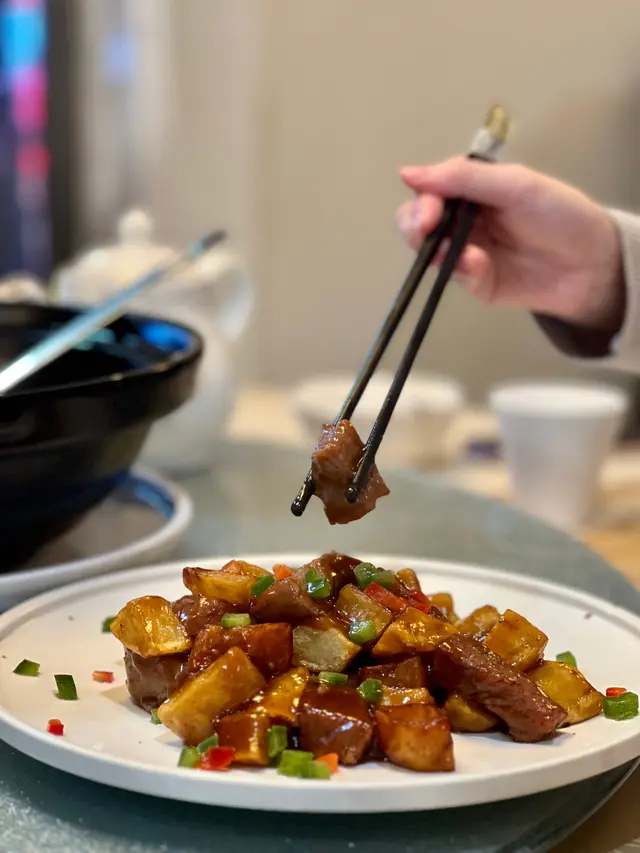蜂蜜燒汁牛仔粒