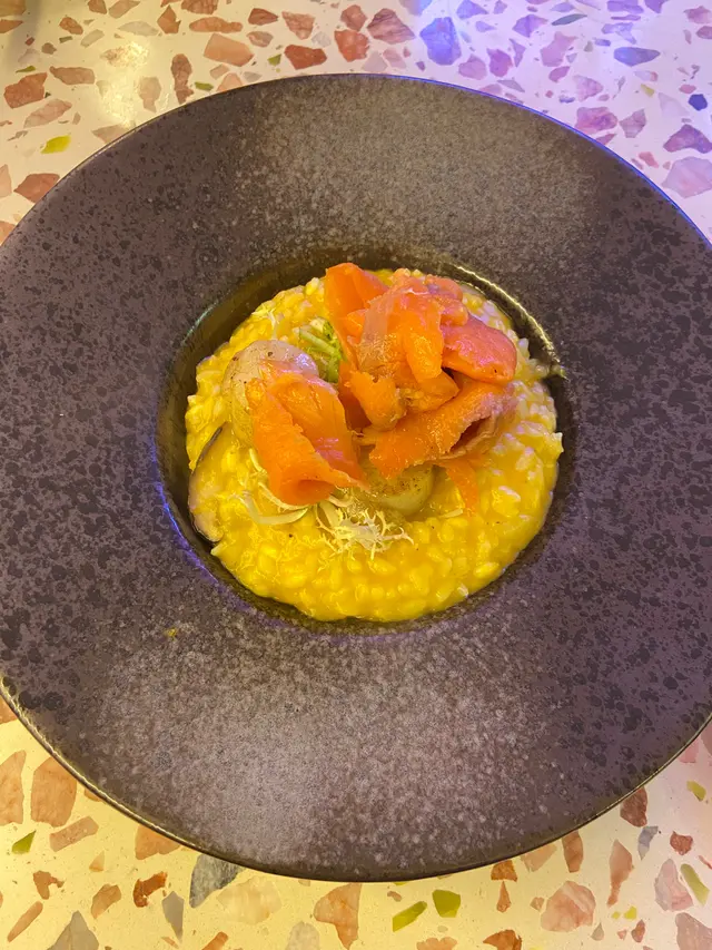 南瓜帶子意大利飯配煙三文魚