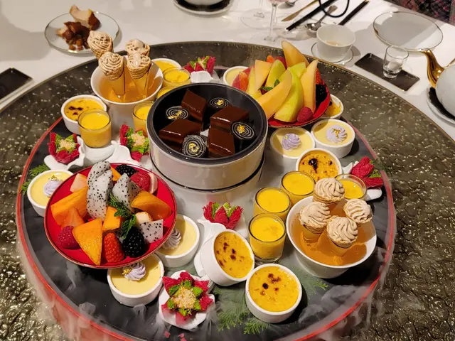 一個十分之巨型、好豐富、好有睇頭、仲好好食既一個甜品大拼盤，有雪糕、日本生果、牡丹酥、芝麻卷、楊枝金露等等……..十幾款甜品，足夠6-8位用，食完之前咁豐富既餸菜，再食呢一個嘩聲四起既甜品大拼盤，哩餐飯，真係可以畫上一個好完尾既句號。

如果有6粒星，我會比晒。