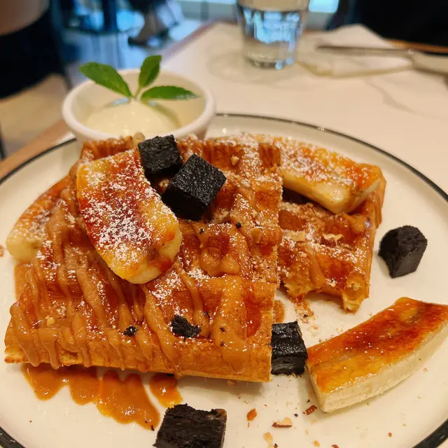 Peanut banana butter waffle