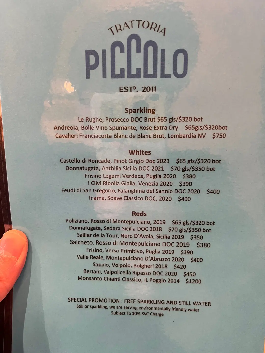 Trattoria Piccolo的餐牌 香港西環堅尼地城的意大利菜薄餅 OpenRice 香港開飯喇