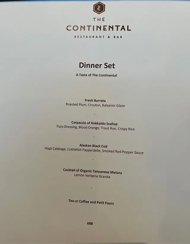 Set dinner $688