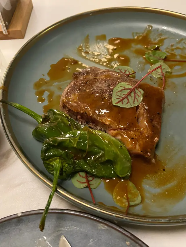 Black Angus Ribeye Steak Blistered Padron Peppers