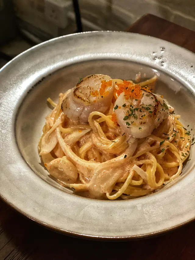 大大粒帶子遇上掛滿忌廉汁的意粉