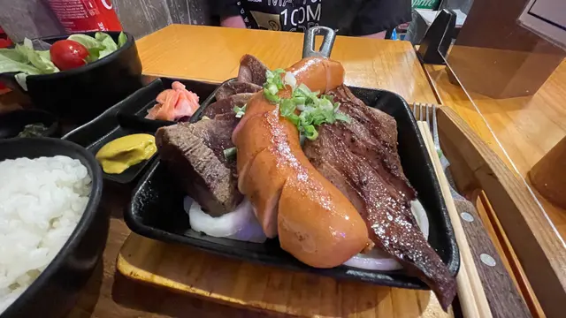 鐵板二重牛舌+司華力腸