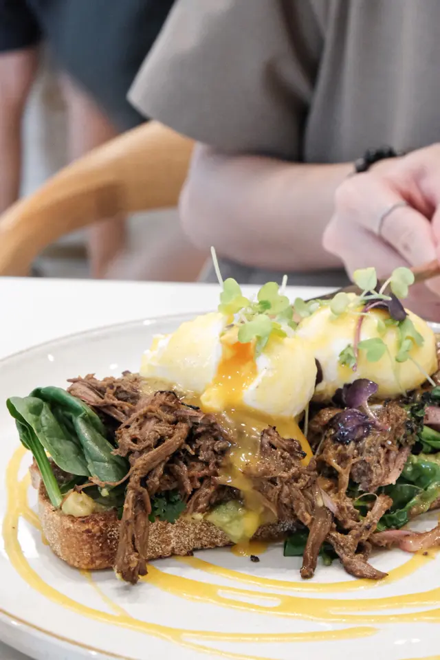 Beef Benedict on sourdough rye
