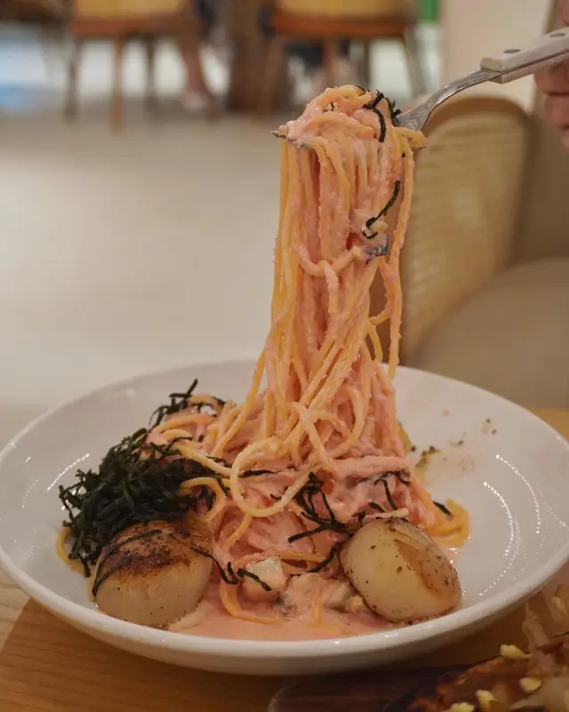 香煎帶子明太子忌廉意粉