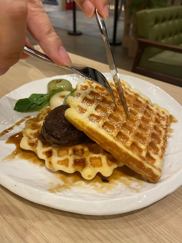 抹茶白玉紅豆窩夫