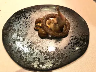 Roasted “free range” Bresse Quail, stuffed with porcini risotto