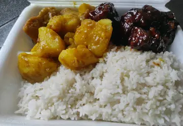 兩餸飯：黑醋骨+咖喱雞