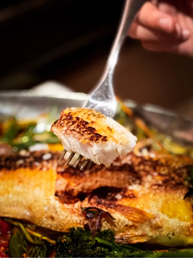 香草烤原條鱸魚