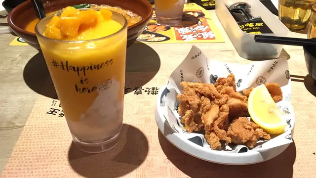 鮮芒椰汁沙冰配寒天波波＋日式一口炸雞