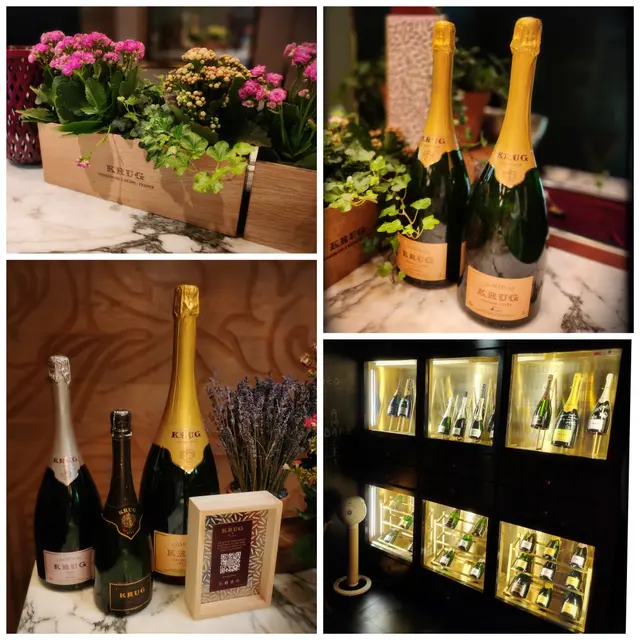 Krug Krug佳釀及木盒作裝飾