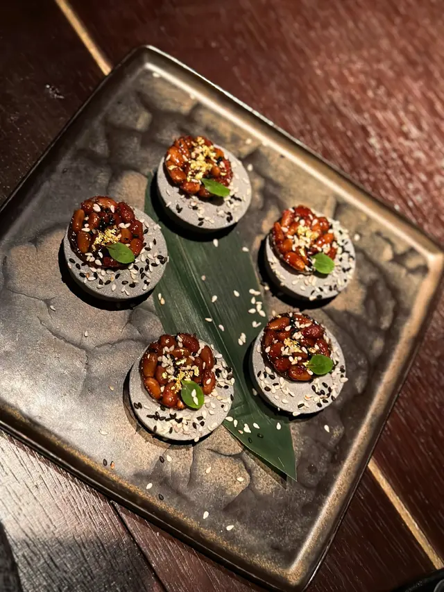 Sesame Chocolate Tart, Lime & Sea Salt, Pine Nuts