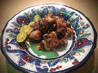 欖角黑豚腩肉配潮州柑桔