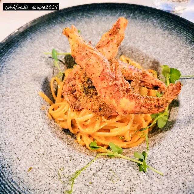 炸軟殼蝦蝦膏忌廉扁意粉 