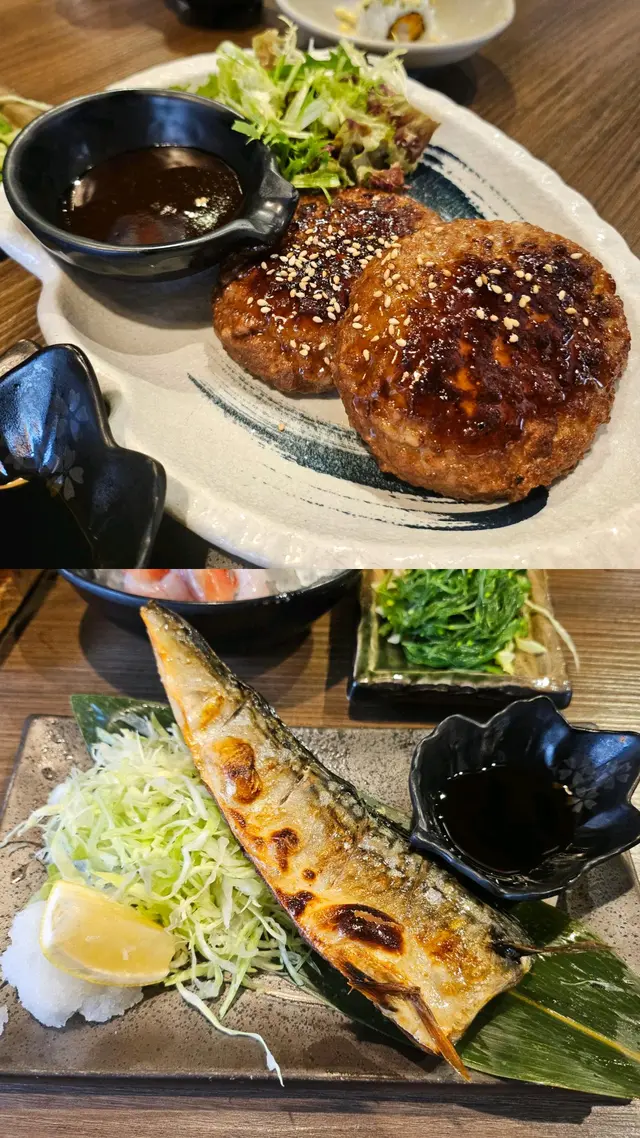 和風碳燒漢堡扒及香川鹽燒鯖魚