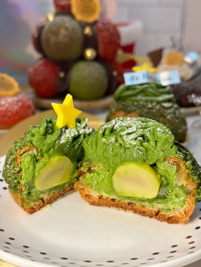 丸久小山園抹茶栗子白豆蓉麻糬手工泡芙