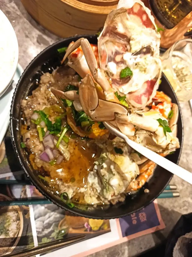 咸蛋肉蒸紅花蟹(配白飯)