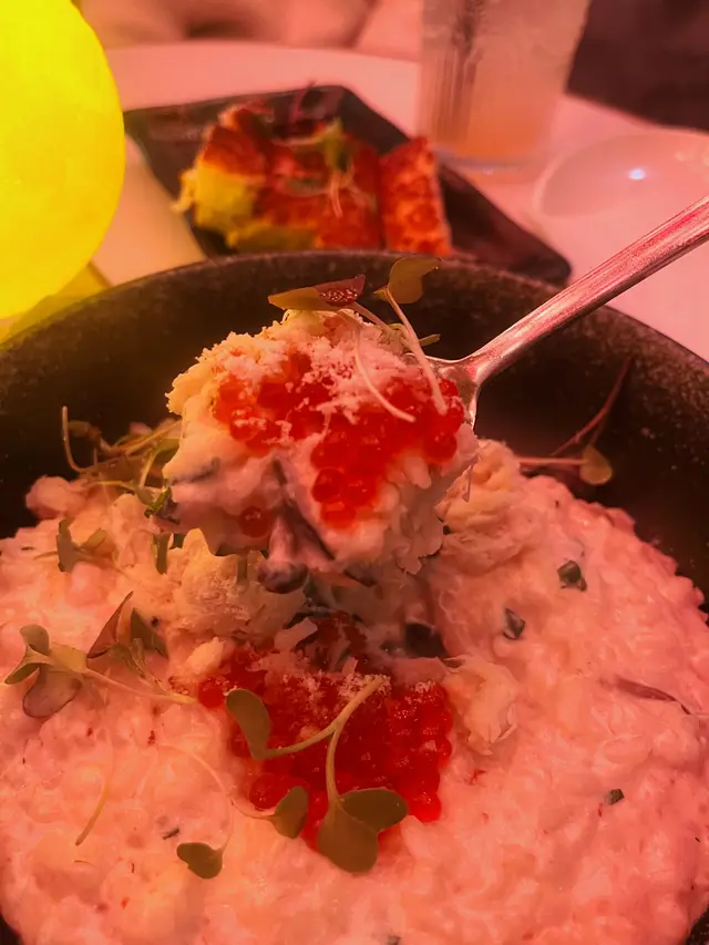 Crab Paste Risotto with Crab Meat and Salmon Roe