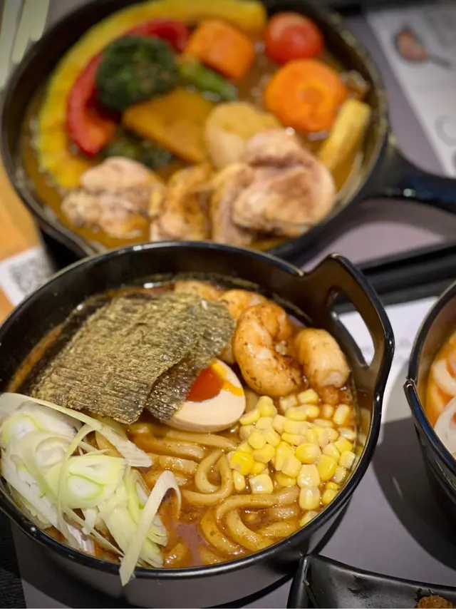 香煎大蝦咖哩湯烏龍麵