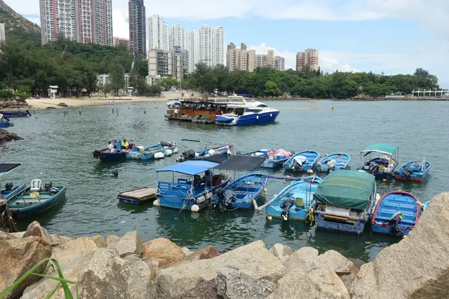 海邊有好多魚船停泊