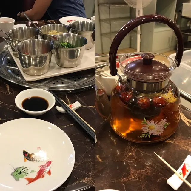 紅棗菊花龍眼肉茶，同埋醬料自己配搭