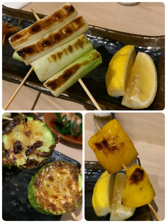 燒白蔥(上),燒脆玉瓜(左),土耳其黃椒(右)