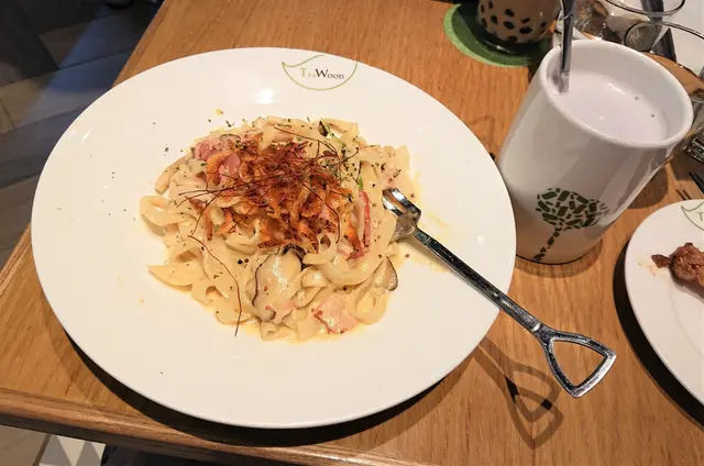 櫻花蝦培根芥末奶油手作麵