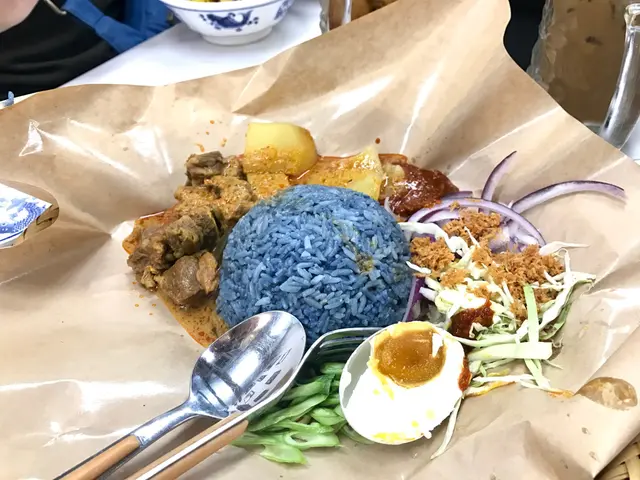 辣死他啦配仁噹牛肉飯(藍花飯)