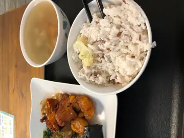 素菜、白饭、糙米、汤