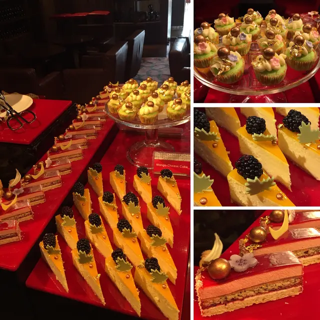 mango cheesecake, cupcake, raspberry mousse cake