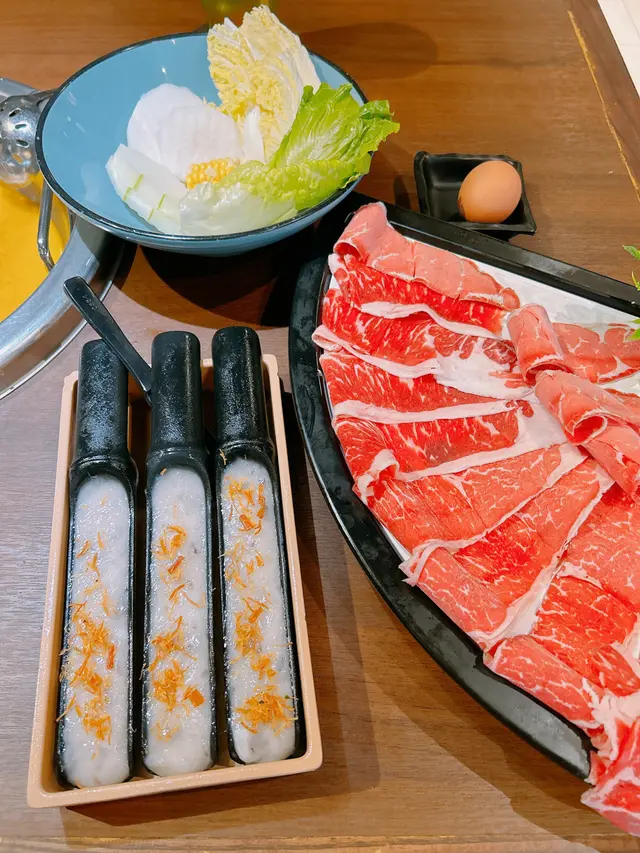 手工瑤柱蝦滑、美國牛肩脊