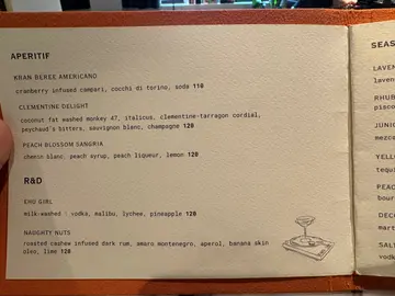 Drinks menu